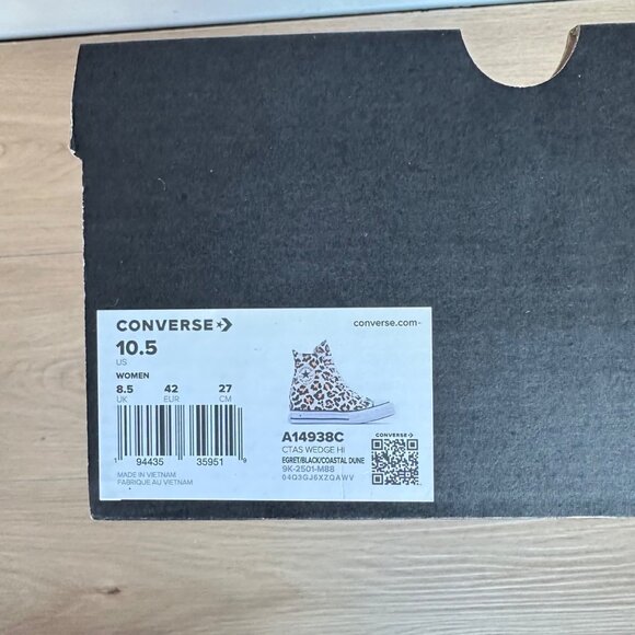 ❤️Converse Chuck Taylor Wedge Platform Leopard Sz 10.5 Women Shoes Black A14938C - Picture 8 of 11